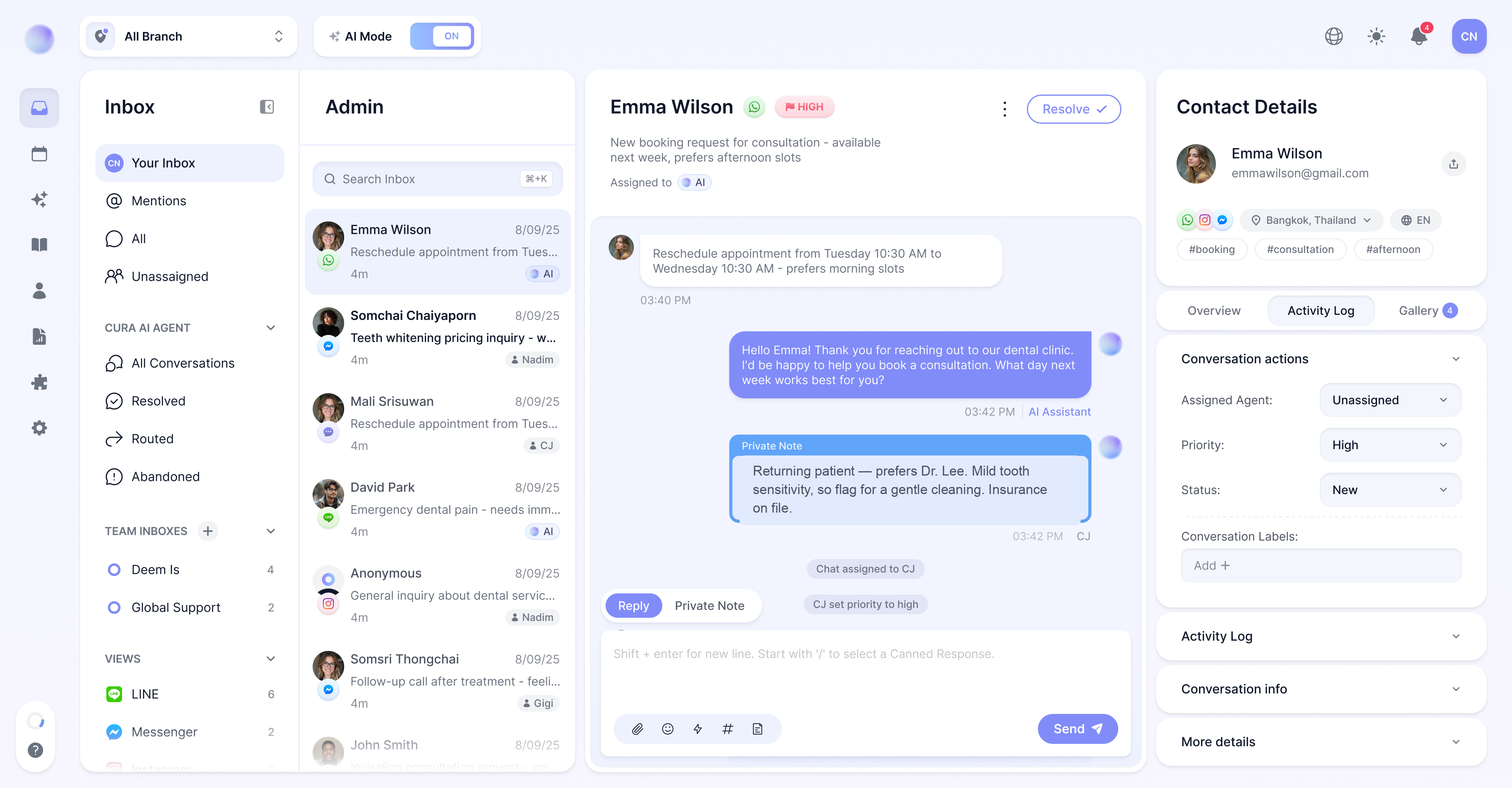 Cura app inbox